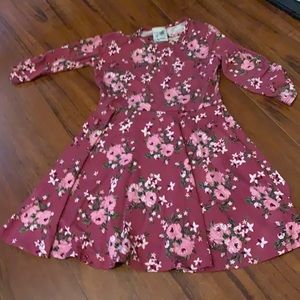 Red-ish Pink Lily Bleu dress with pink flowers on it. Girls 5